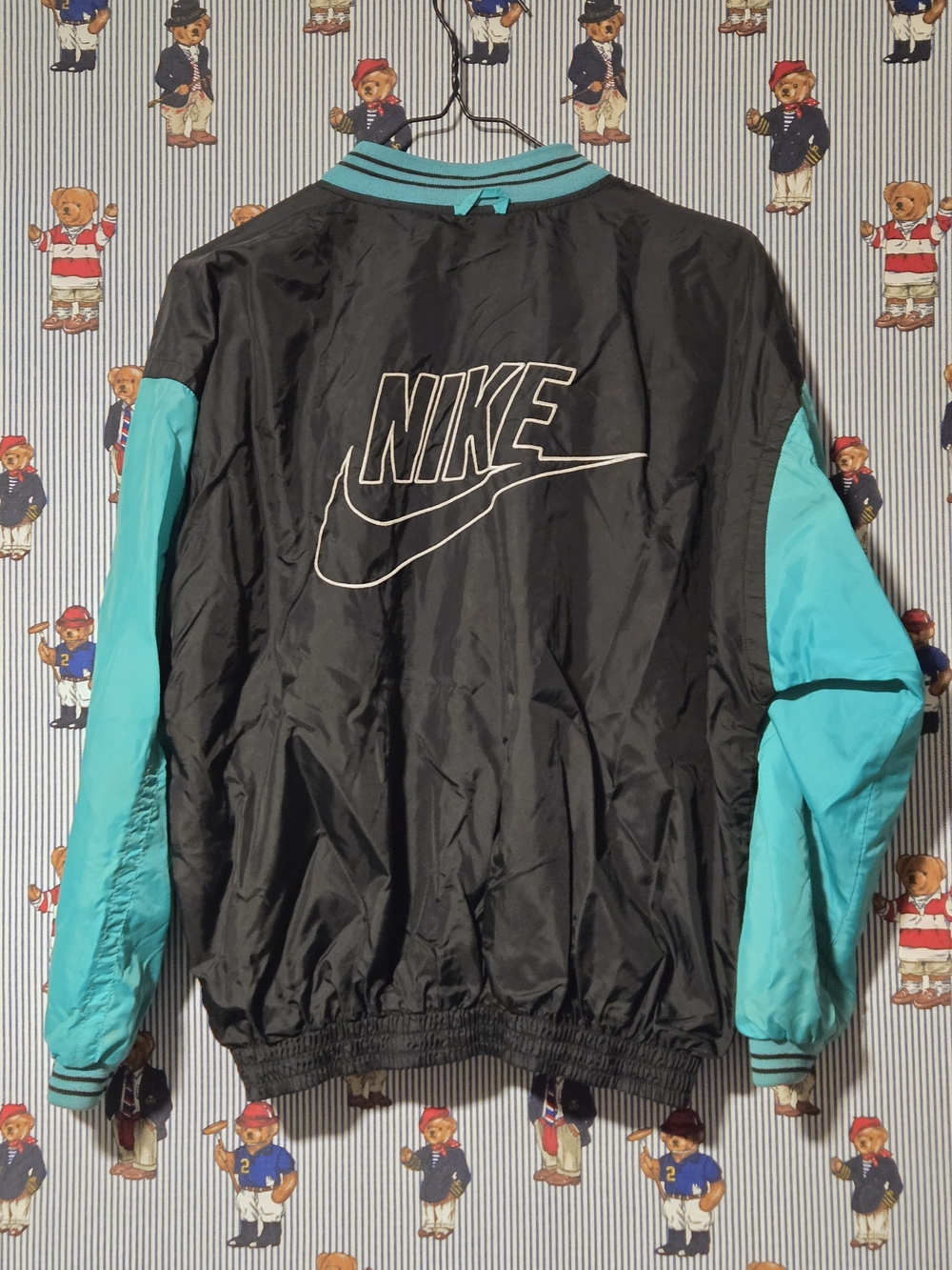 Vintage 90s Nike Black & Teal Zip Up Windbreaker Jacket Womens Large